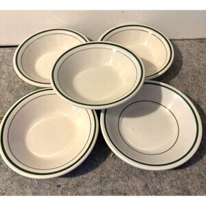 5 Small 5" Buffalo China Restaurant Green Striped Bowls  # 3136